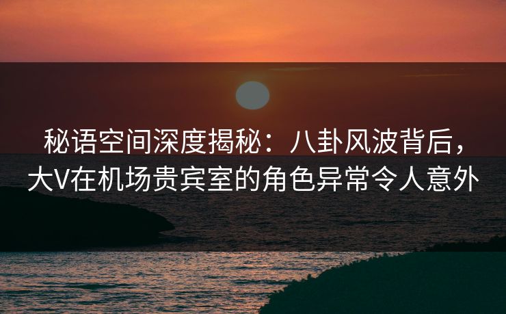 秘语空间深度揭秘：八卦风波背后，大V在机场贵宾室的角色异常令人意外