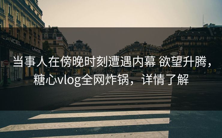 当事人在傍晚时刻遭遇内幕 欲望升腾，糖心vlog全网炸锅，详情了解
